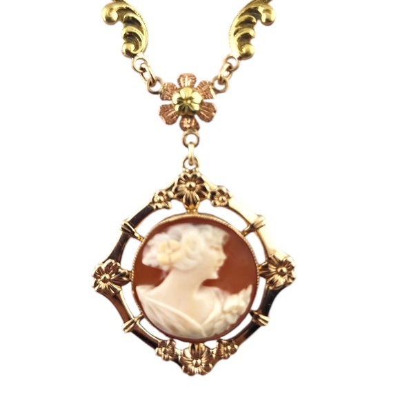 10 Karat Tri Gold Cameo Pendant Necklace #18536 - Picture 1 of 8